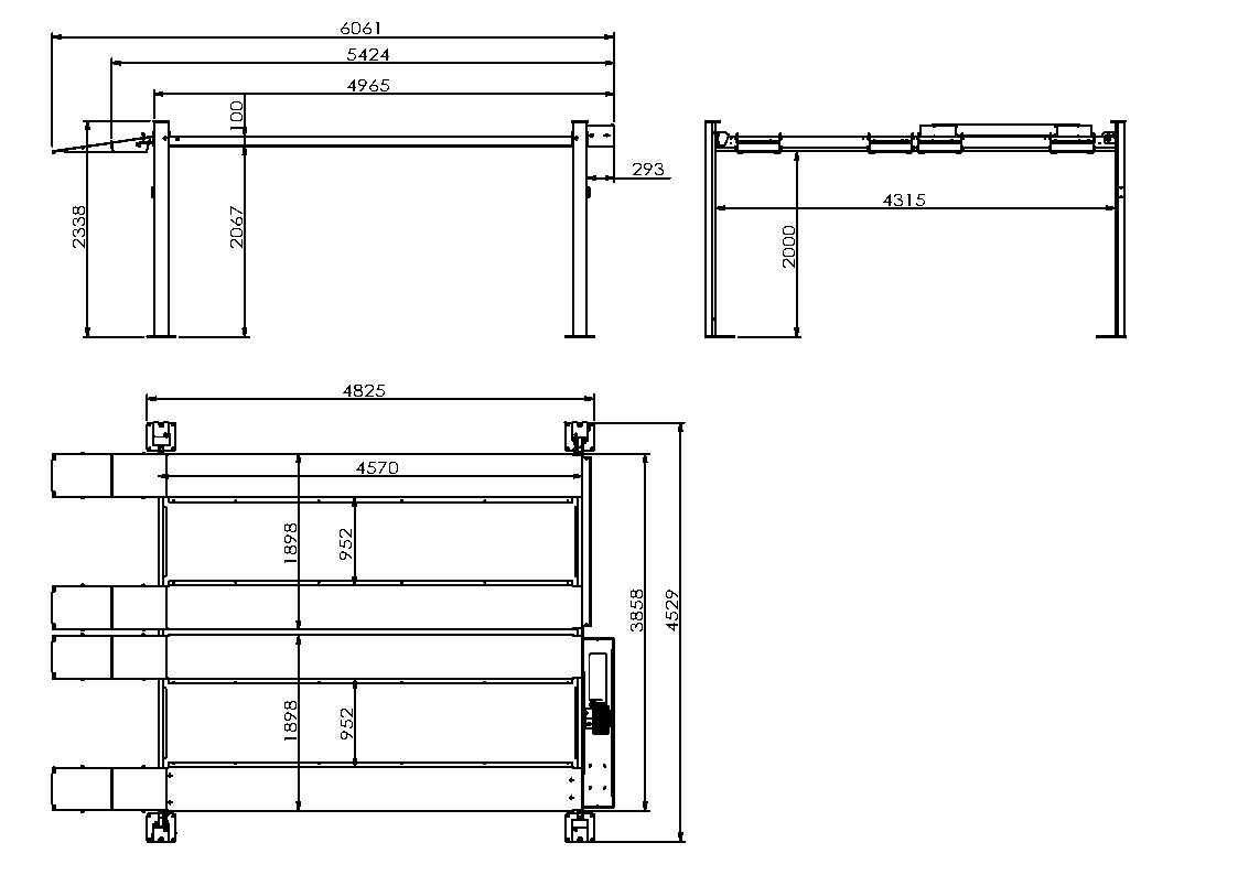 Double Wide 4 Post Parking Lift Size Drawing LG Vehicle Lifts For Car