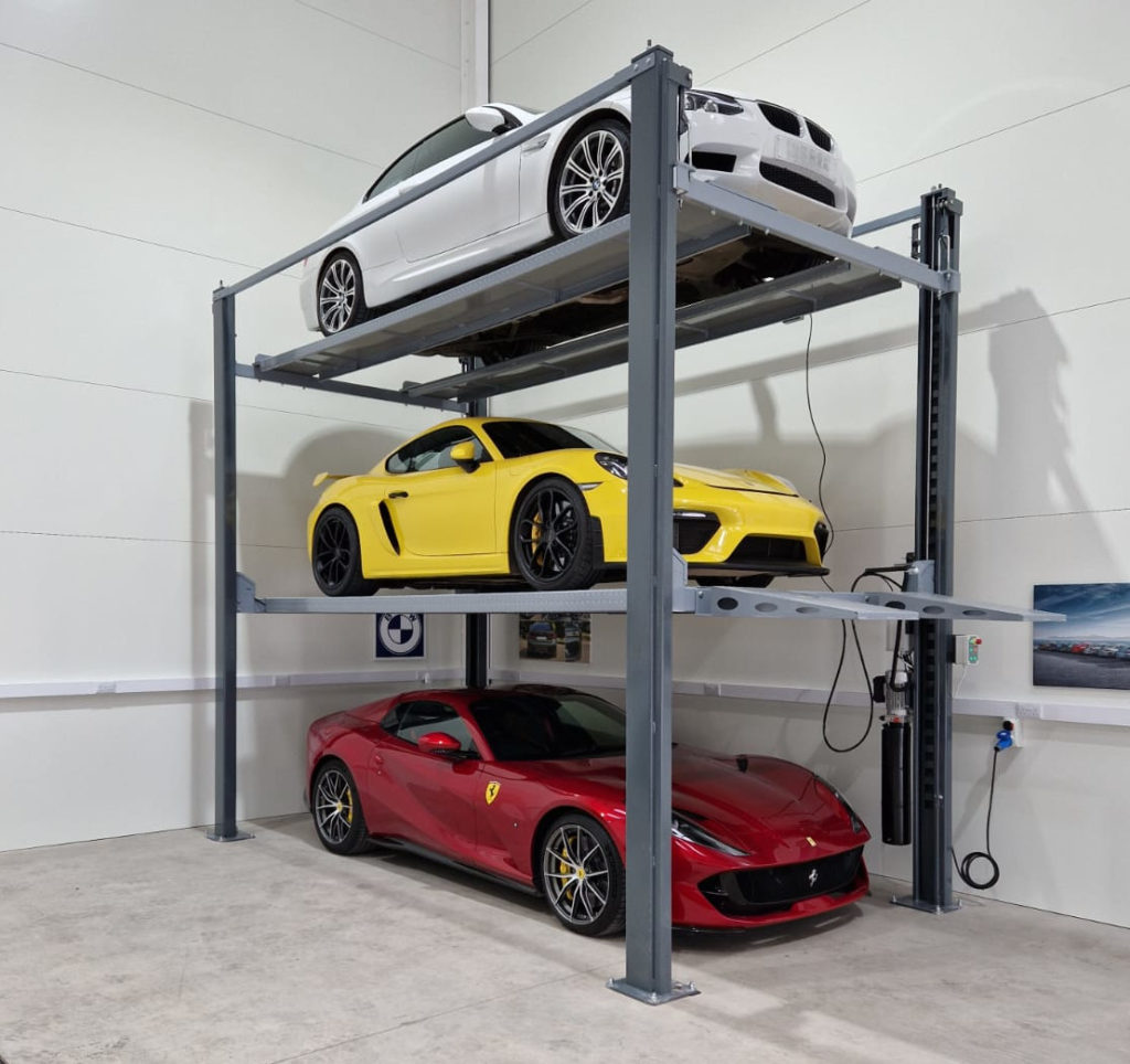 Triple-level parking lift for larger car collections