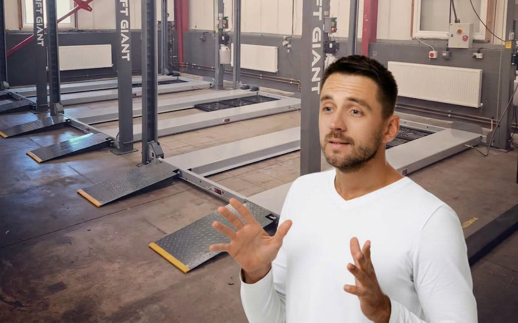 Car stacker parking lift increasing garage parking capacity